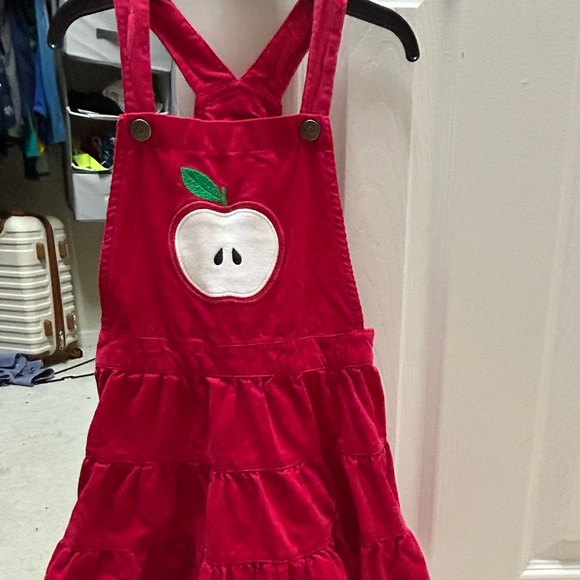 Gymboree girls apple Gingham top and Red overall dress - Picture 2 of 2